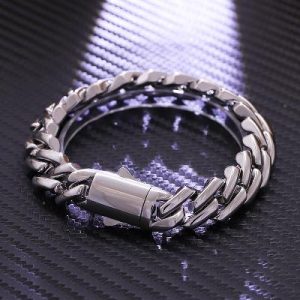 12mm Prong Titanium Cuban Bracelet
