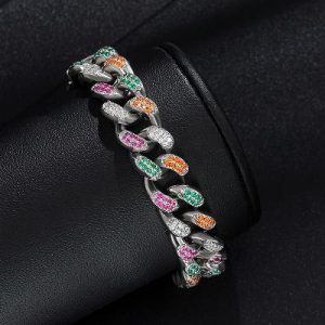 12mm Iced Handset Multi-Color Miami Cuban Bracelet