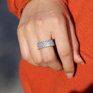 Iced Double-row Pear-shaped Cut Ring