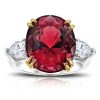 4.25 Ct Ruby Oval Cut 3-Stone Ring in White Gold