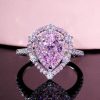 Pink Diamonds Pear Cut Halo Engagement Ring in S925 Silver