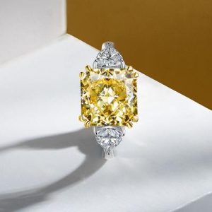 5ct Cushion Cut Yellow Stone Ring