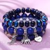 Elephant Feather Charm Handmade Beaded Bracelet Set