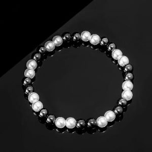 6mm Magnetic Hematite Pearl Stretch Bracelet