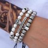 3pcs Iced Skull Crown Beads Bracelet Set