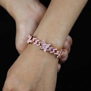 Iced Butterfly Cuban Chain Bracelet