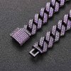 Iced 15mm Purple Cuban Link Bracelet in Black Gold