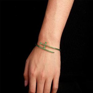 Iced Emerald Sword Bangle Bracelet