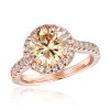 Rose Gold Halo Brilliant Cut Engagement Ring