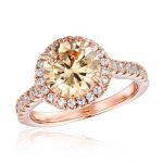 Rose Gold Halo Brilliant Cut Engagement Ring