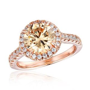 Rose Gold Halo Brilliant Cut Engagement Ring