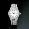 Iced Roman Numerals White Dial Men's Watch in White Gold