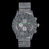 Iced Round Cut Luminous Men's Watch in White Gold