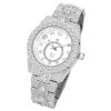 Iced Arabic Numerals Men's Watch in White Gold