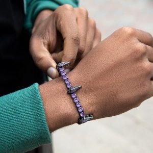 5mm Purple Fight Tooth and Claw Tennis Bracelet in Black Gold