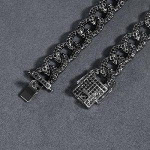 12mm Iced Curb Bracelet in Black Gold