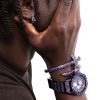 Iced Purple Sword Bangle Bracelet in Black Gold