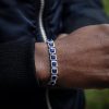 10mm Sapphire Clustered Tennis Bracelet in White Gold