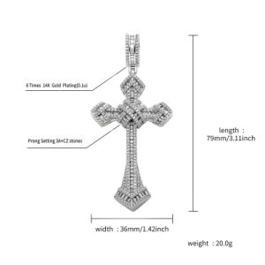 Iced Baguette Diamond Cross Pendant