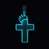 Glow in the Dark Baguette Crown Cross Pendant
