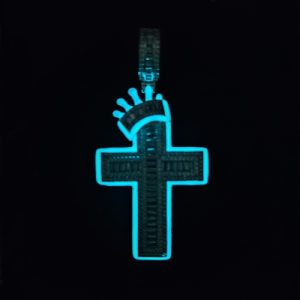 Glow in the Dark Baguette Crown Cross Pendant