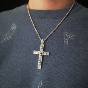 Diamond Cross Pendant in Silver