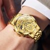 Multi-function Waterproof Luminous Skeleton Quartz Stainless Steel Watch for Men