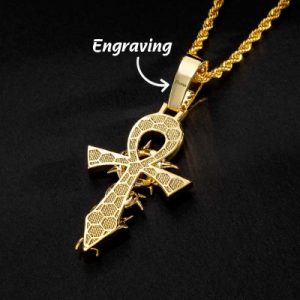 Iced Thorns Cross Pendant in Gold