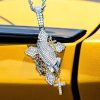 Iced Praying Hands Holding Cross Pendant