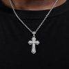 Iced Clustered Princess Cut Cross Pendant