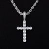 Brilliant Cut Cross Pendant in White Gold