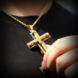 18K Gold Stainless Steel Cross Pendant