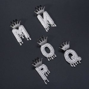 Iced Drip Letters Pendant in White Gold