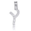 Iced Baguette Letters Pendant in White Gold