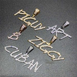 Brush Font Custom Letter Pendant in Gold