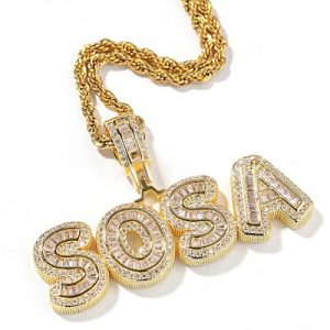 Custom A-Z Baguette Letters Pendant