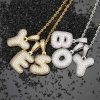 Iced 26 Bubble Letters Pendant In Gold