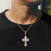 Iced Baguette Cut Stone Cross Pendant