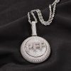 Custom Iced Rotating Letter Pendant in White Gold