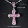 Iced Pink Princess Cut Cross Pendant