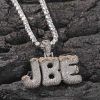 Iced Custom Christmas Letter Pendant in White Gold