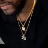 Custom Block Letter & Number Pendant in Gold