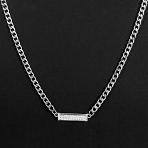 Custom Old English Nameplate Necklace with 6mm Stainless Steel Cuban Chain