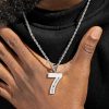 Custom Number Engravable Pendant in White Gold