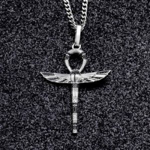 Iced Ankh Wings Pendant