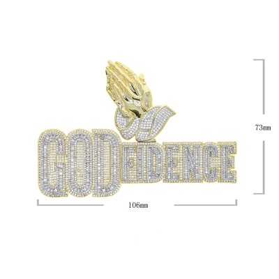 Baguette Praying Hands GOD FIDENCE Pendant