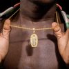 Iced Virgin Mary Pendant in Gold