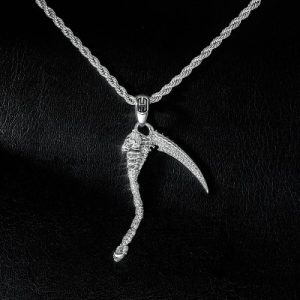 Iced Sickle of Death Skull Pendant