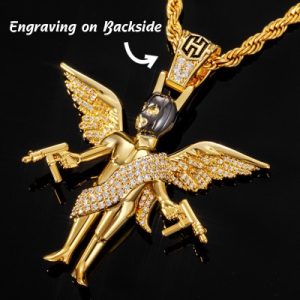 Iced Mask Angel with Shooting Machinery Pendant