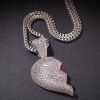 2pc Broken Heart Pendant in White Gold